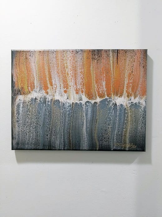 Copper Ghost Swipe-Acrylic Painting-Fluid Art-Abstract Art-Signed Original-11x14 Stretched Canvas
