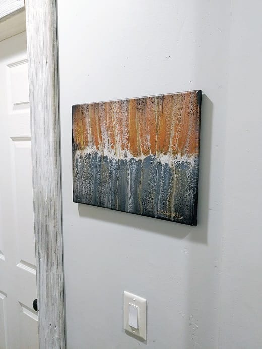 Copper Ghost Swipe-Acrylic Painting-Fluid Art-Abstract Art-Signed Original-11x14 Stretched Canvas