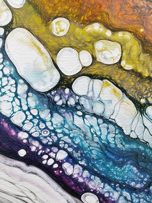 Black Web Metallic Swipe-Acrylic Painting-Fluid Abstract Art-Swipe Collection-16x20 Signed Original