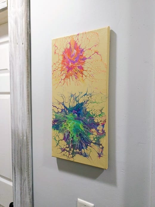 Color Burst-Acrylic Painting-Fluid Abstract Art-DutchPour-10x20 Signed Original