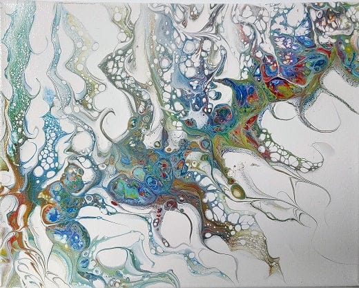 Copper Swipe-Acrylic painting-Fluid Abstract Art-Multi Color Swipe-11x14 Signed Original