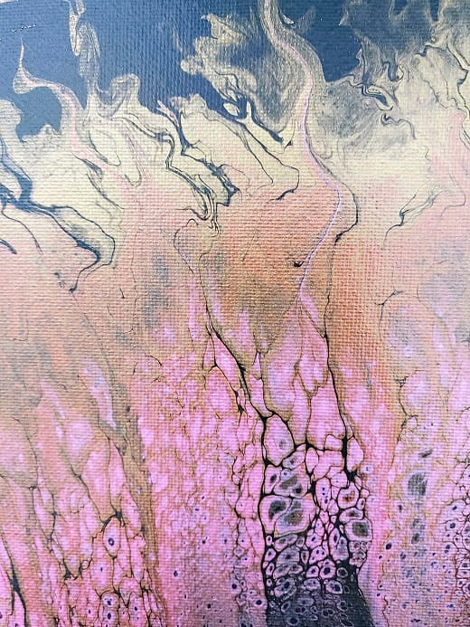 Crimson Worm-Acrylic Painting-Fluid Abstract Art-Dark Series-Metallic Swipe-12x16 Signed Original