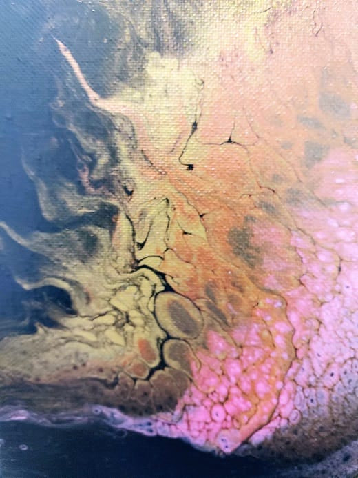 Crimson Worm-Acrylic Painting-Fluid Abstract Art-Dark Series-Metallic Swipe-12x16 Signed Original