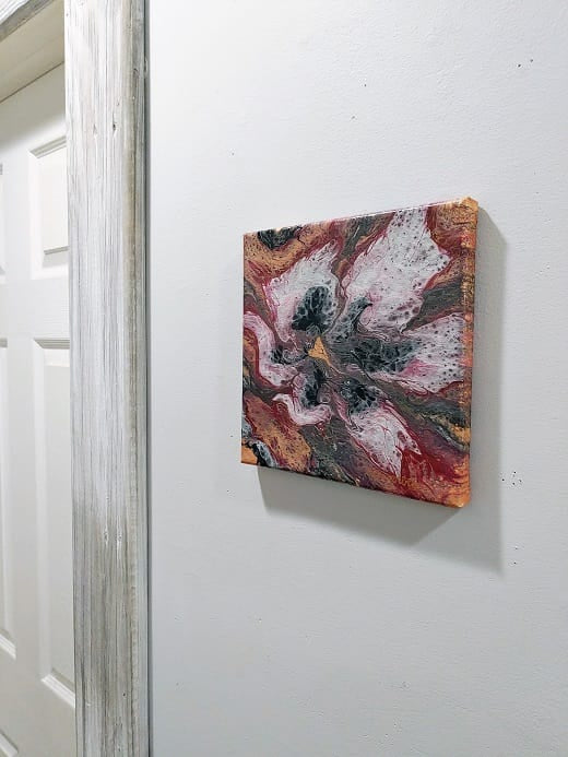 Fire Fly-Acrylic Painting-Fluid Abstract Art-Bottle Pour-Metalic-8x8 Signed Original