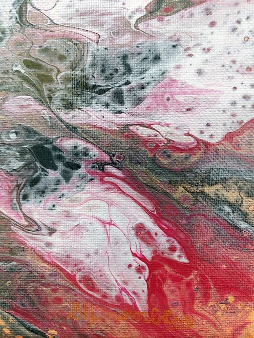 Fire Fly-Acrylic Painting-Fluid Abstract Art-Bottle Pour-Metalic-8x8 Signed Original