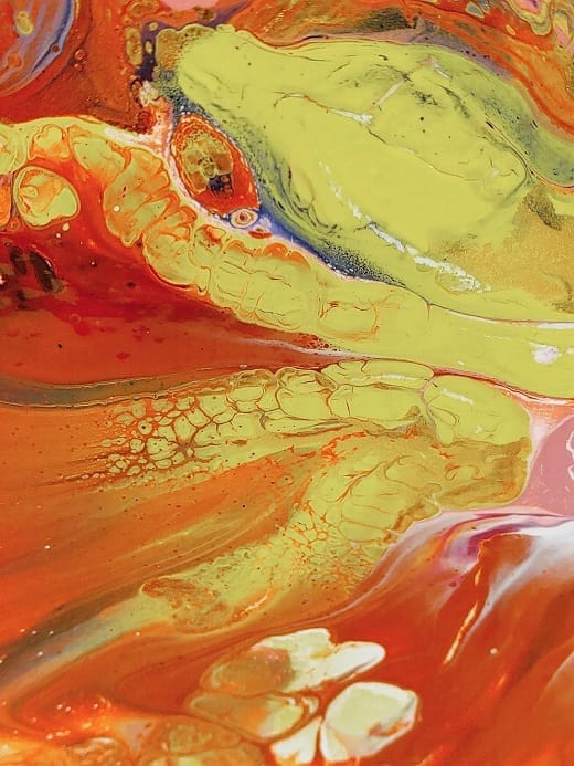 Red Splash-Acrylic Painting-Dutch Pour-Fluid Abstract Art-Signed Original-14x14 Stretched Canvas