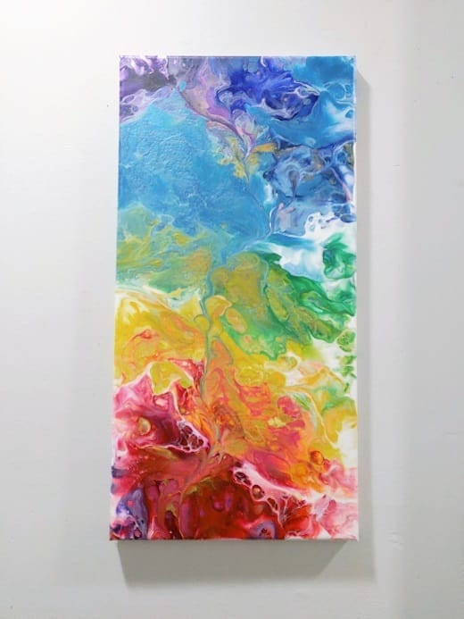 Color Dance-Acrylic Painting-Fluid Abstract Art-DutchPour-10x20 Signed Original