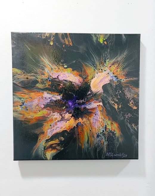 RPG Explosion-Acrylic Painting-Fluid Abstract Art-DutchPour-12x12 Signed Original