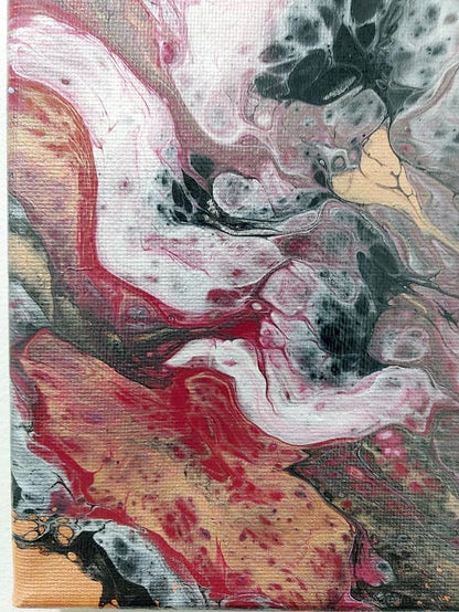Fire Fly-Acrylic Painting-Fluid Abstract Art-Bottle Pour-Metalic-8x8 Signed Original